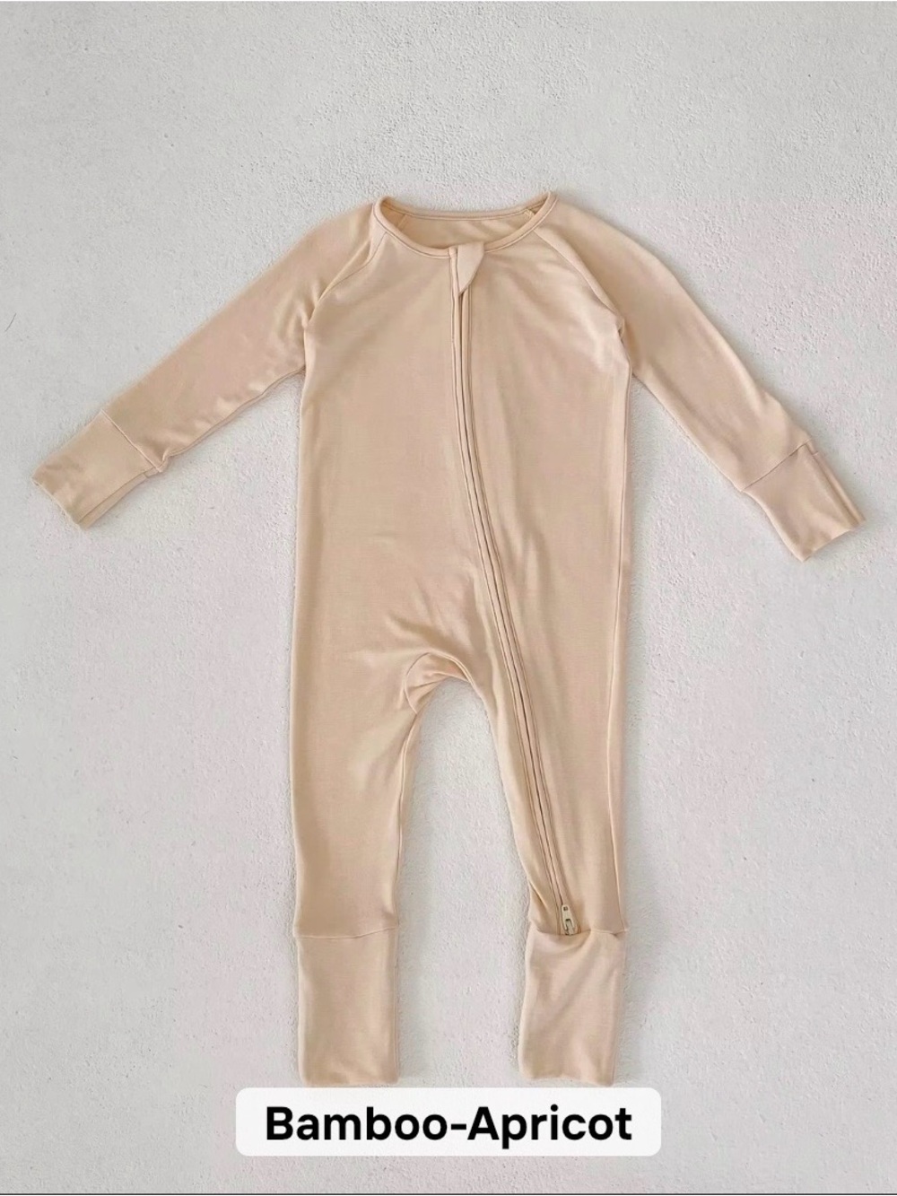 Kids Bamboo Apricot One-Piece Zipper Romper